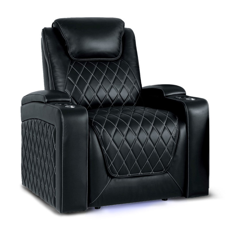 Valencia Theater Seating 37.75'' Wide Genuine Leather Power Recliner